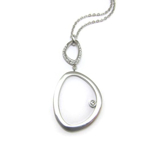 STEELX Modern Open Ovals w/CZ and Chain - N2013